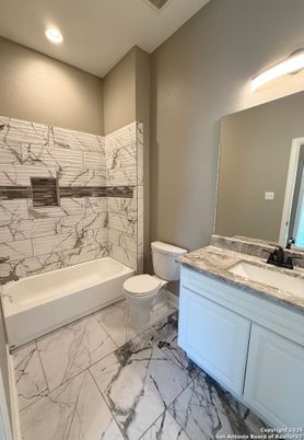 Bathroom, Interior, Marble, Marble Walls, Recessed Lighting