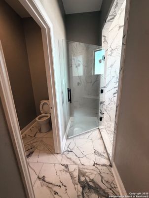 Bathroom, Glass Shower, Interior, Marble, Marble Walls