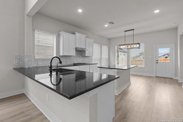Interior, Kitchen, Pendant Lights, Recessed Lighting, Wood Texture Flooring