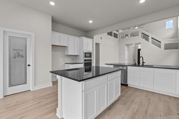 Interior, Kitchen, Recessed Lighting, Wood Texture Flooring