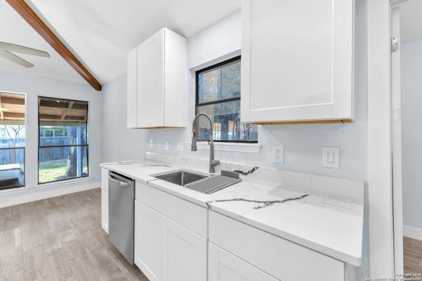 Interior, Kitchen, Stainless Steel Appliances, Wooden Beams, Wood Texture Flooring