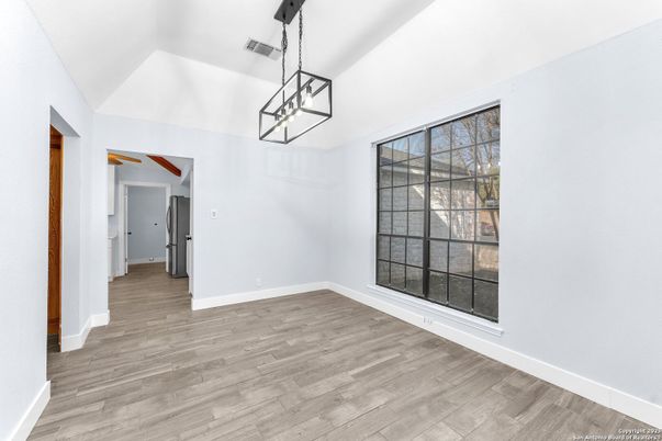 Empty room, Interior, Pendant Lights, Wood Texture Flooring