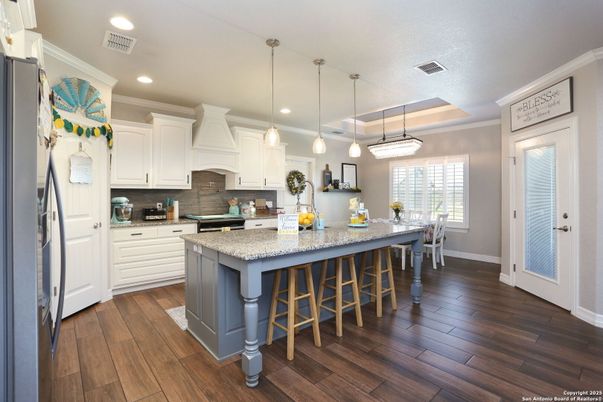 Interior, Kitchen, Pendant Lights, Recessed Lighting, Wood Texture Flooring