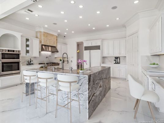 Interior, Kitchen, Marble, Recessed Lighting, Stainless Steel Appliances