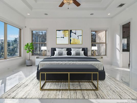 Bedroom, Interior, Marble, Recessed Lighting