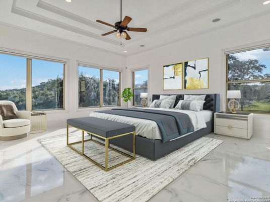 Bedroom, Interior, Marble, Recessed Lighting