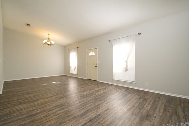 Chandelier, Empty room, Interior, Wood Texture Flooring