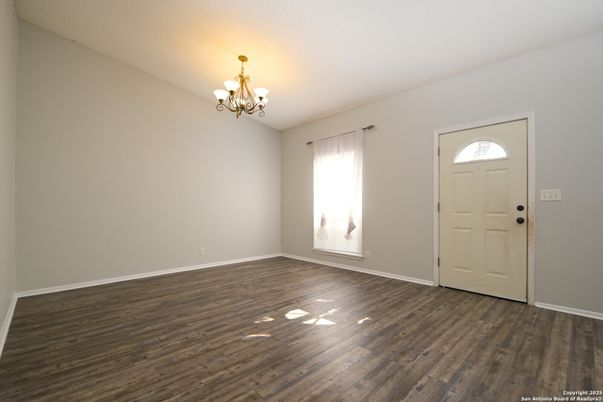 Chandelier, Empty room, Interior, Wood Texture Flooring
