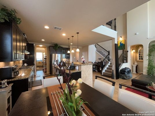 Dining room, Interior, Kitchen, Pendant Lights, Recessed Lighting, Stainless Steel Appliances
