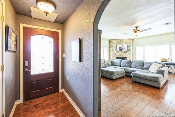 Fireplace, Interior, Living room, Stone Walls, Wood Texture Flooring