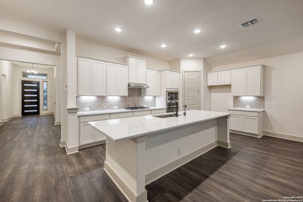 Interior, Kitchen, Pendant Lights, Recessed Lighting, Wood Texture Flooring
