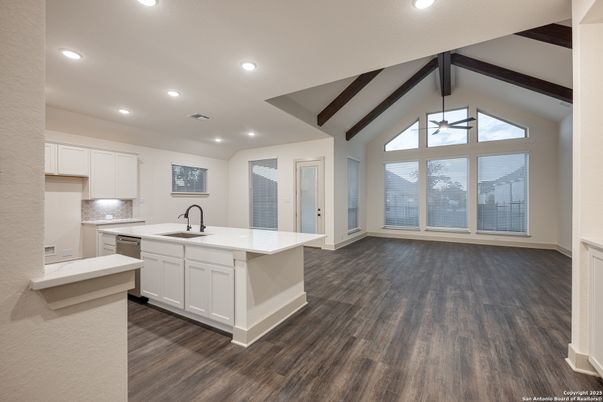 Interior, Kitchen, Recessed Lighting, Wood Texture Flooring