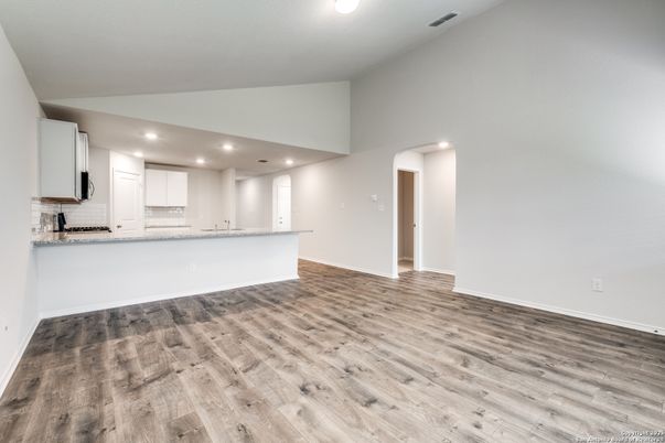 Interior, Kitchen, Recessed Lighting, Wood Texture Flooring