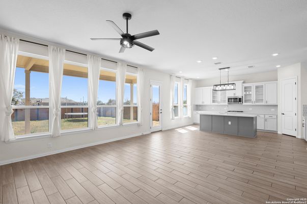 Interior, Kitchen, Pendant Lights, Recessed Lighting, Wood Texture Flooring