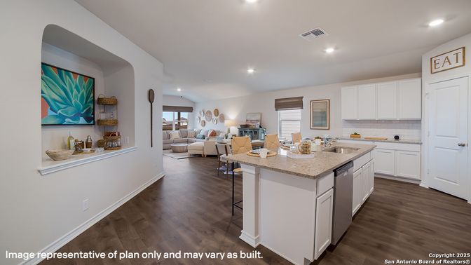 Interior, Kitchen, Living room, Recessed Lighting, Wood Texture Flooring