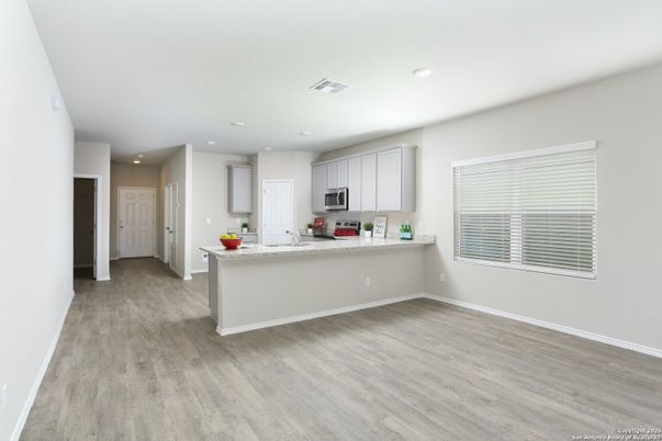 Interior, Kitchen, Recessed Lighting, Wood Texture Flooring