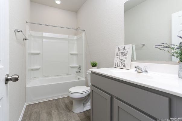Bathroom, Interior, Recessed Lighting, Wood Texture Flooring