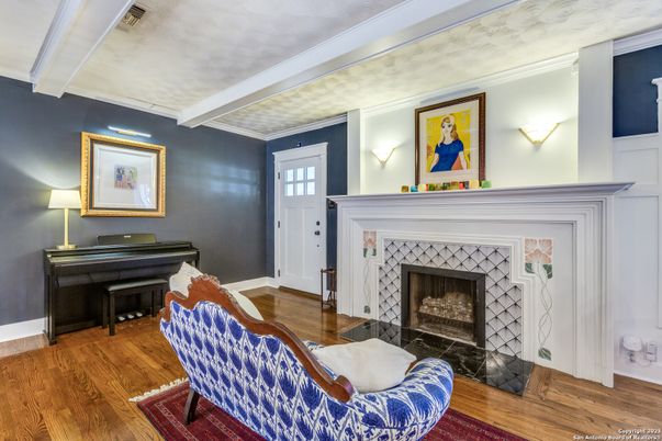 Fireplace, Interior, Piano, Wood Texture Flooring