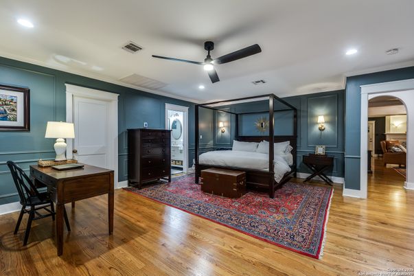 Bedroom, Home Office, Interior, Recessed Lighting, Wood Texture Flooring