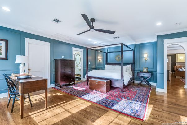 Bedroom, Home Office, Interior, Recessed Lighting, Wood Texture Flooring