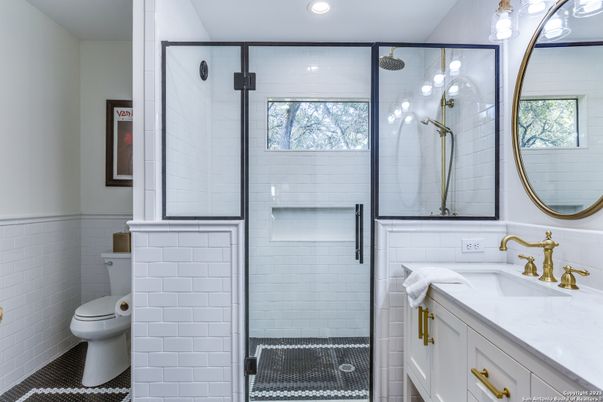 Bathroom, Glass Shower, Interior, Recessed Lighting
