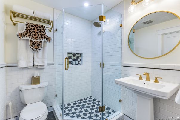 Bathroom, Glass Shower, Interior, Recessed Lighting