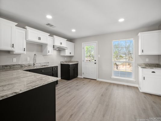 Interior, Kitchen, Recessed Lighting, Wood Texture Flooring