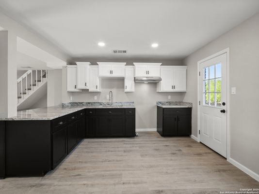 Interior, Kitchen, Recessed Lighting, Wood Texture Flooring