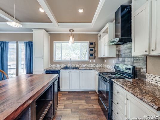 Interior, Kitchen, Pendant Lights, Recessed Lighting, Wood Texture Flooring