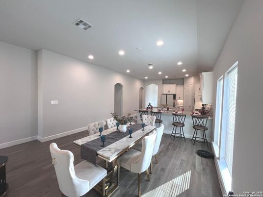 Dining room, Interior, Kitchen, Recessed Lighting, Wood Texture Flooring