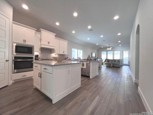 Interior, Kitchen, Recessed Lighting, Wood Texture Flooring