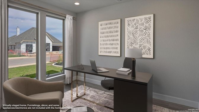 Home Office, Interior, Recessed Lighting, Wood Texture Flooring