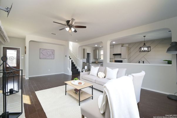 Interior, Kitchen, Living room, Pendant Lights, Recessed Lighting, Wood Texture Flooring