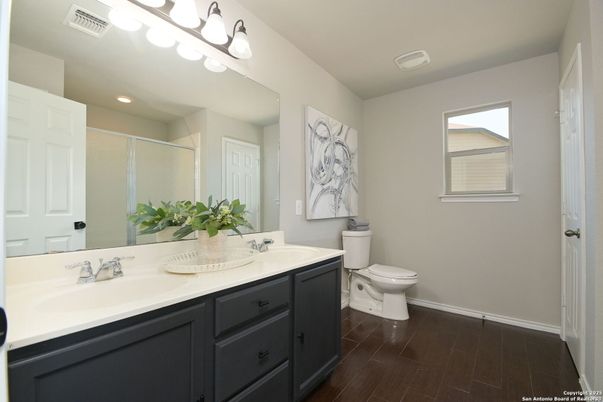 Bathroom, Interior, Recessed Lighting, Wood Texture Flooring
