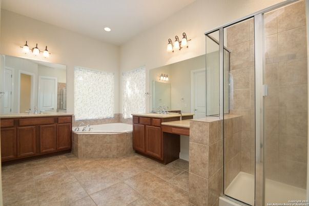 Bathroom, Dual Sink Vanities, Glass Shower, Interior, Recessed Lighting