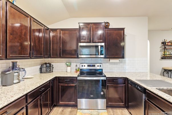 Interior, Kitchen, Stainless Steel Appliances, Wood Texture Flooring