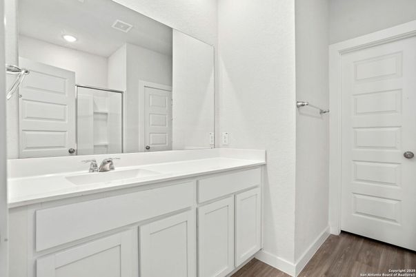 Bathroom, Interior, Recessed Lighting, Wood Texture Flooring