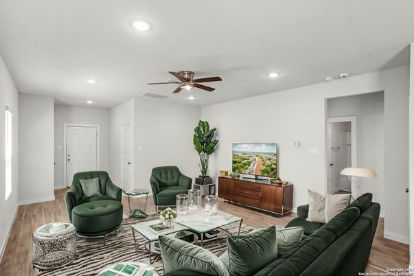 Interior, Living room, Recessed Lighting, Wood Texture Flooring