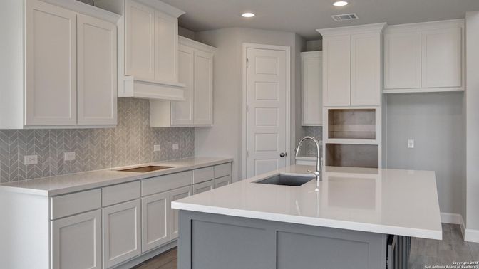 Interior, Kitchen, Recessed Lighting, Wood Texture Flooring