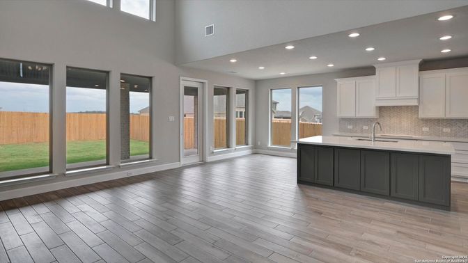 Interior, Kitchen, Recessed Lighting, Wood Texture Flooring