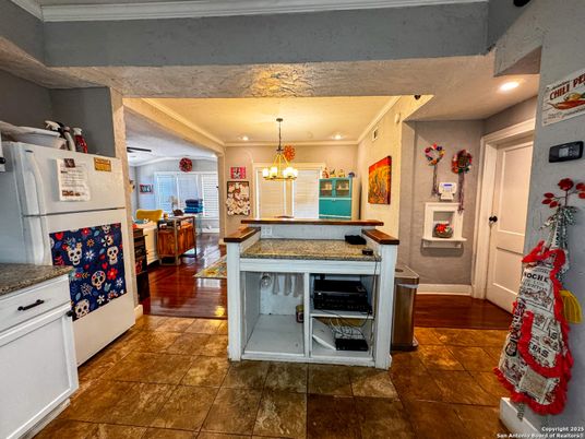 Interior, Kitchen, Pendant Lights, Recessed Lighting, Wood Texture Flooring