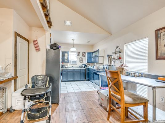 Interior, Kitchen, Pendant Lights, Wood Texture Flooring