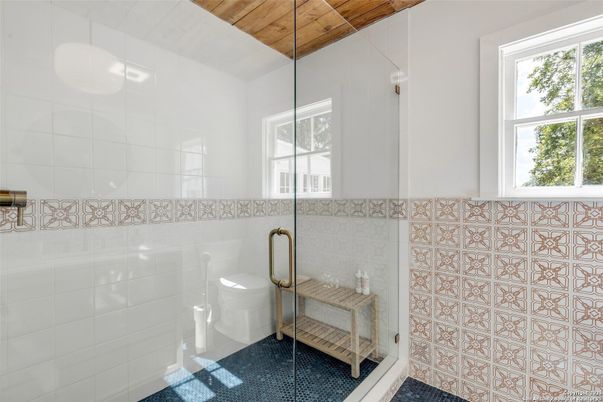 Bathroom, Glass Shower, Interior, Wooden Ceilings