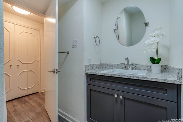 Bathroom, Dual Sink Vanities, Interior, Wood Texture Flooring