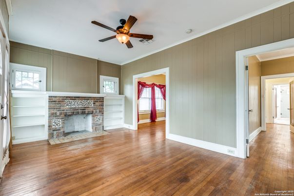 Empty room, Fireplace, Interior, Wood Texture Flooring