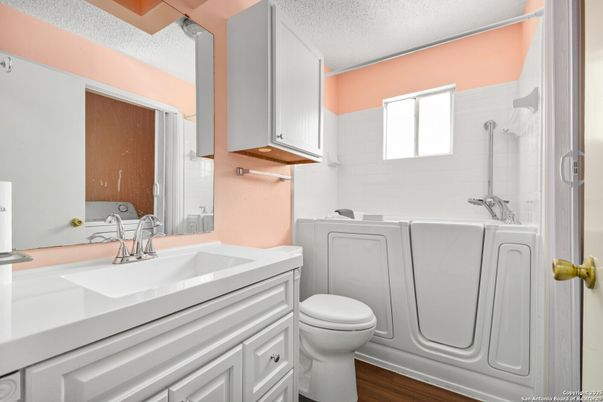 Bathroom, Interior, Washer, Wood Texture Flooring