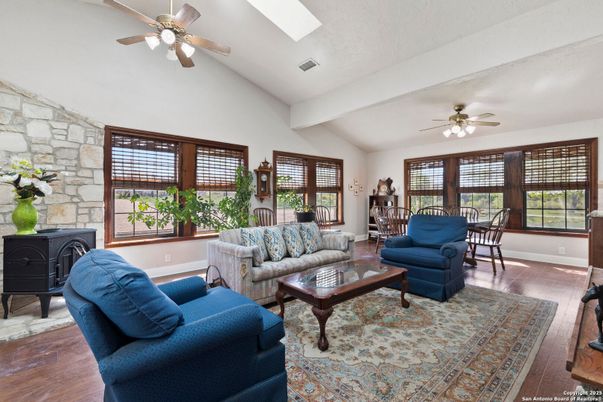 Interior, Living room, Stone Walls, Wood Texture Flooring