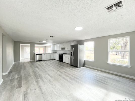 Interior, Kitchen, Recessed Lighting, Wood Texture Flooring