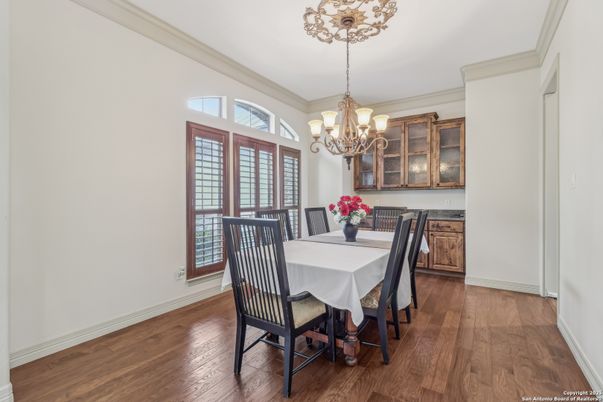 Chandelier, Dining room, Interior, Wood Texture Flooring