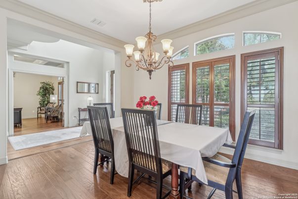 Chandelier, Dining room, Interior, Wood Texture Flooring
